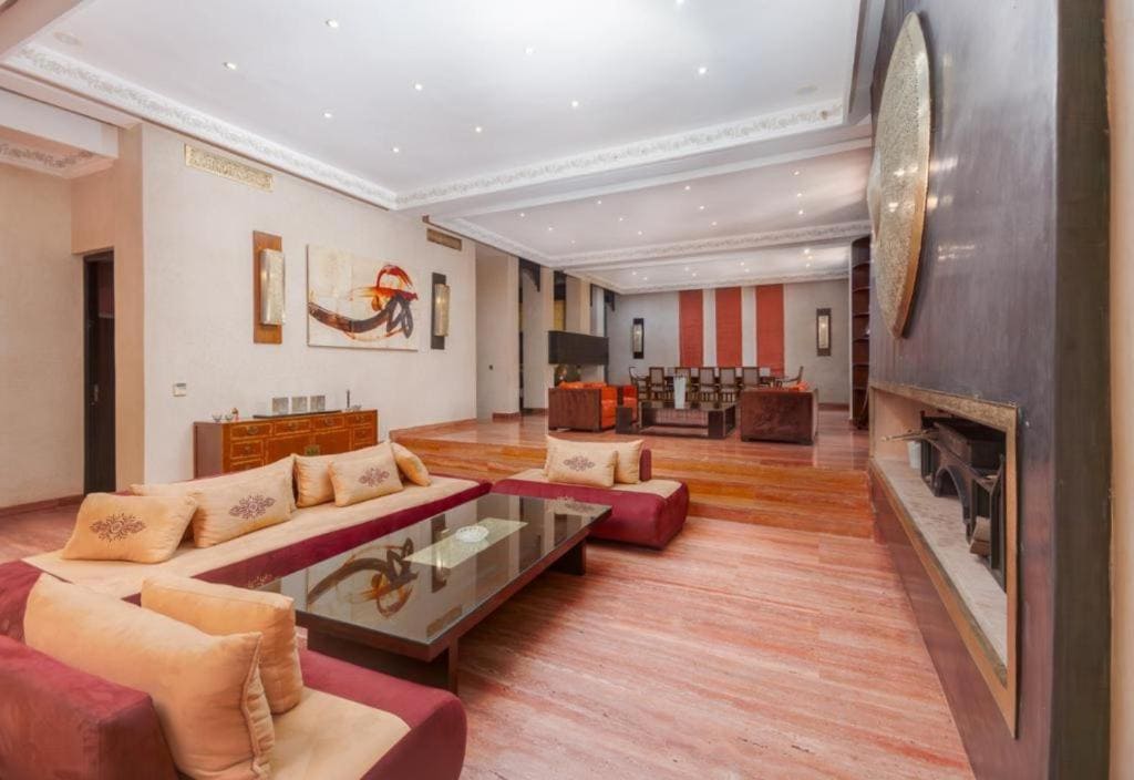 Bright living room with modern Moroccan furniture